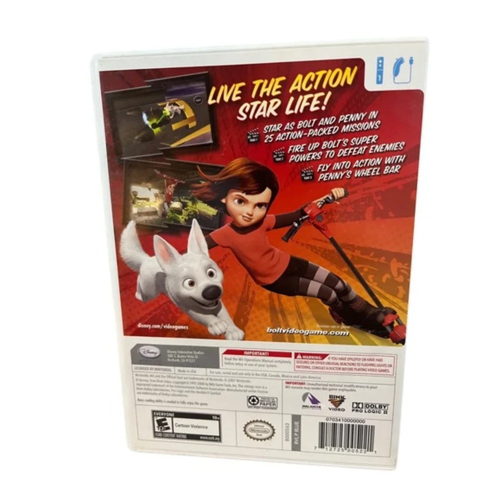 Disney Bolt‎ Video Game Nintendo Wii NTSC Excellent Condition Complete w Manual